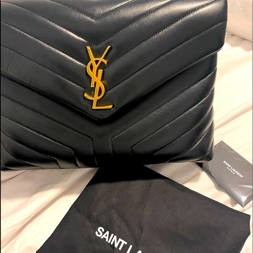 Sold: YSL medium loulou matelasse leather shoulder bag black/gold